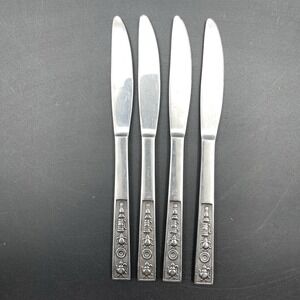 Rogers Century House Japan Stainless Dinner Knives Lot 4 Mid Century Flatware